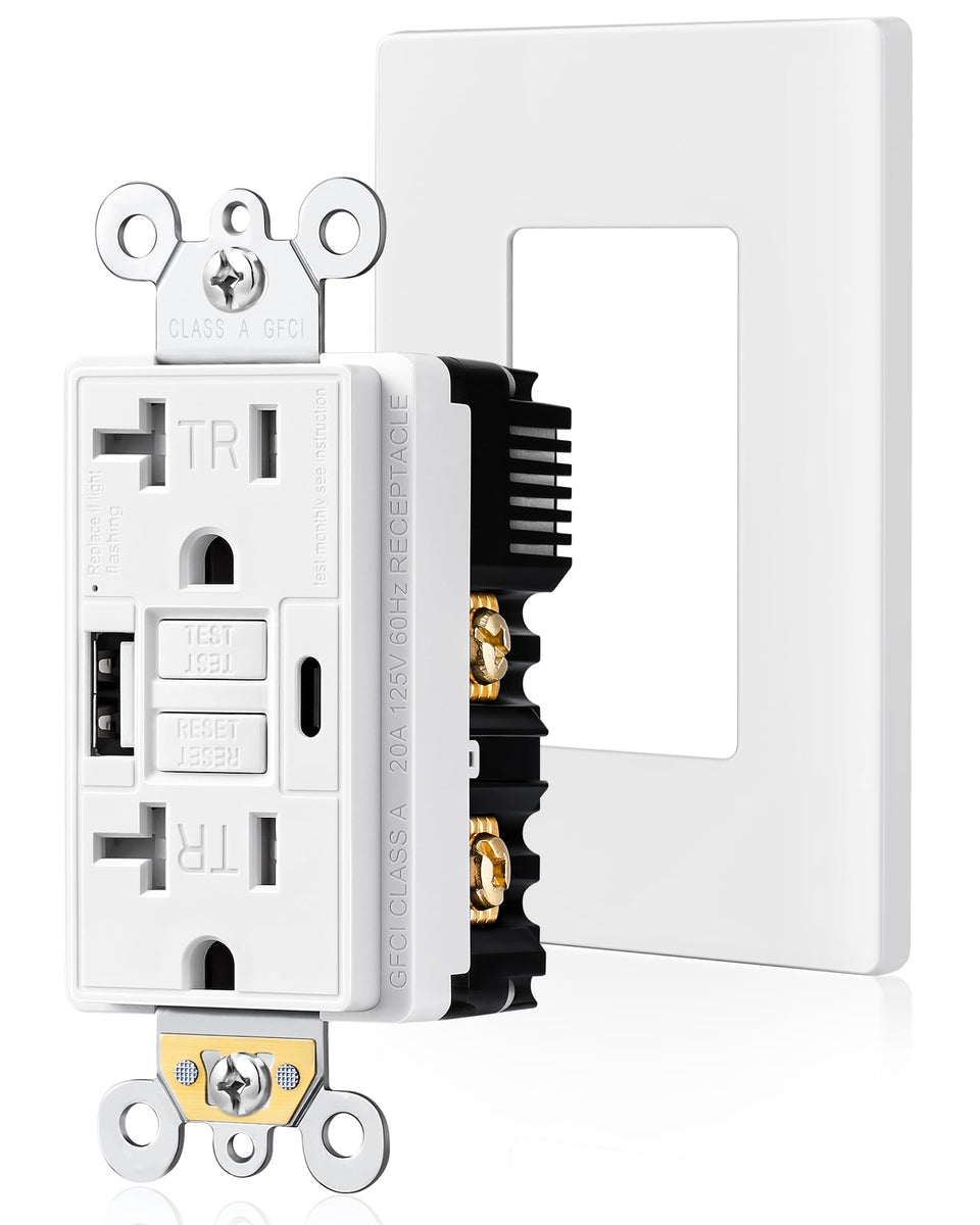 SURAIELEC GFCI outlet with USB front view for charging devices