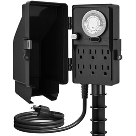 SURAIELEC outdoor power stake timer powering yard lights