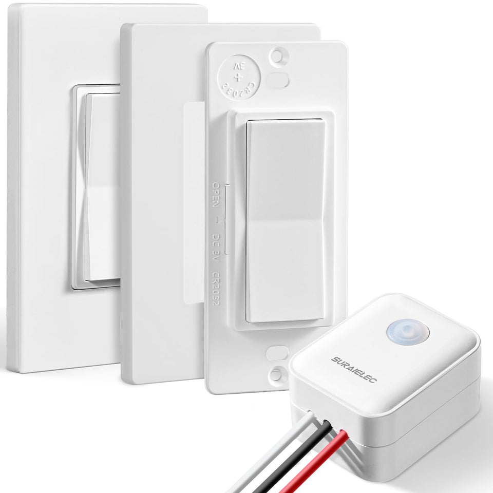 Overview of SURAIELEC 3-way wireless switch kit for wiring-free installation