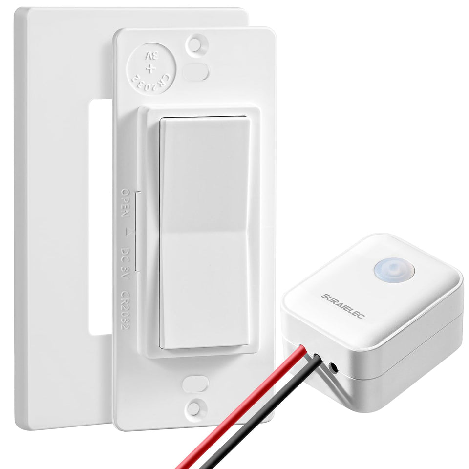SURAIELEC wireless wall switch front view for Decorator plate, convenient remote lighting control.