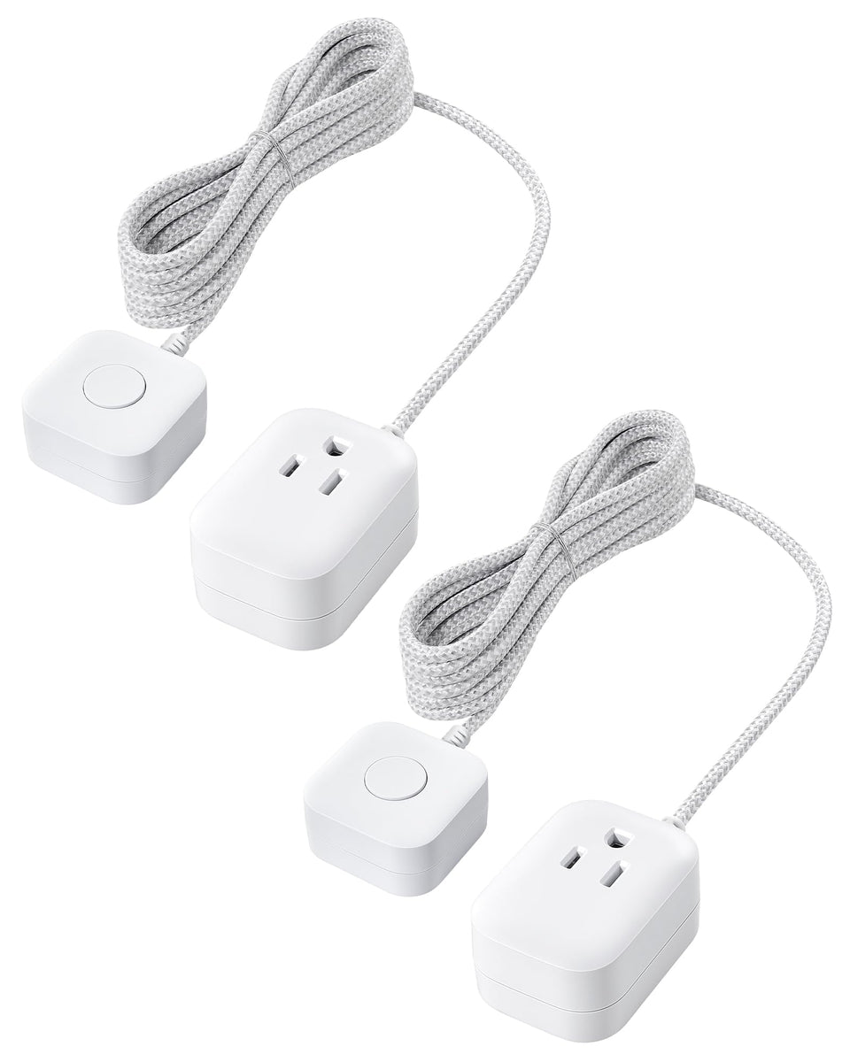 SURAIELEC extension cord with switch, flat braided design for space-saving placement and neat setups.