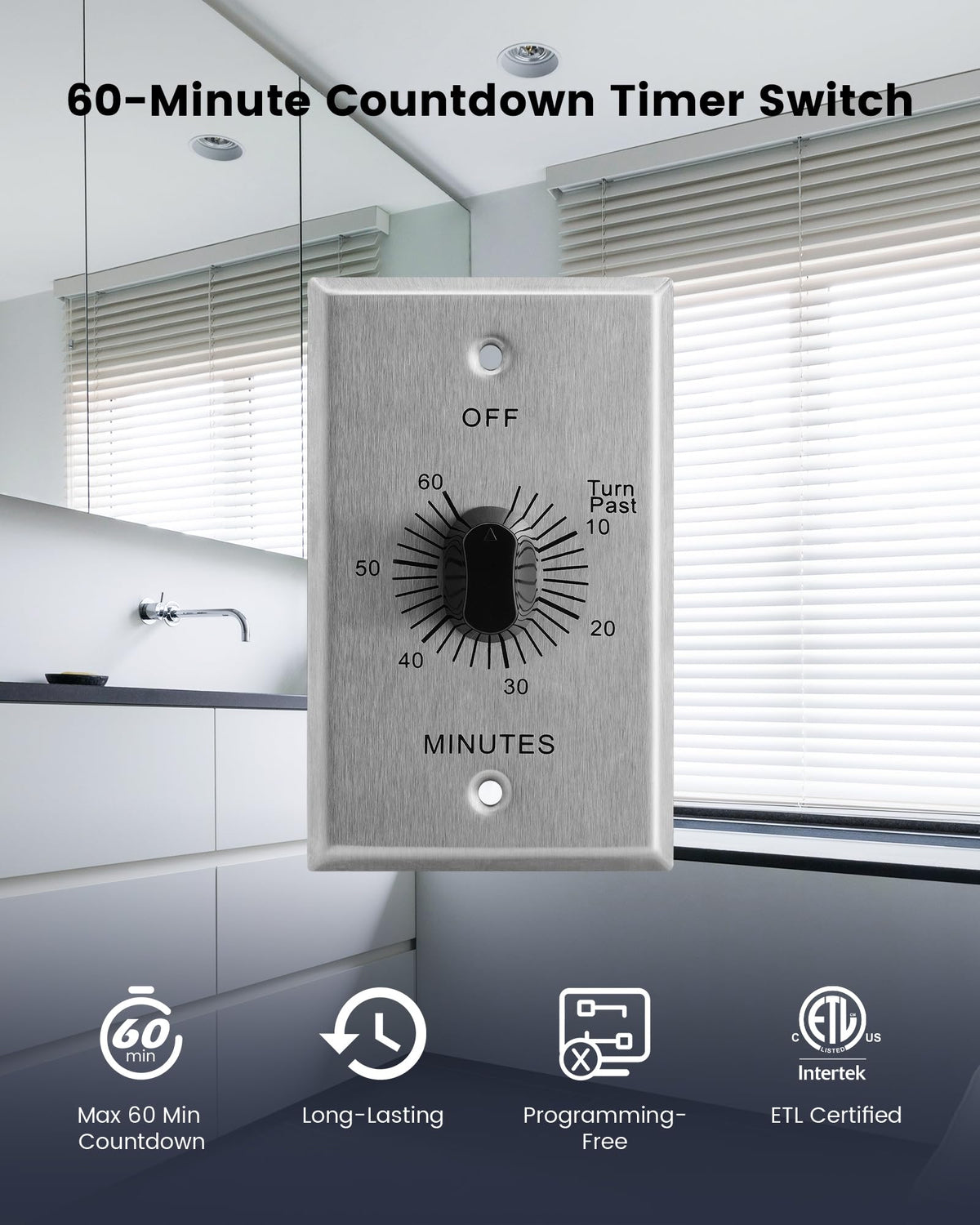 SURAIELEC timer switch side view highlighting compact profile for walls.