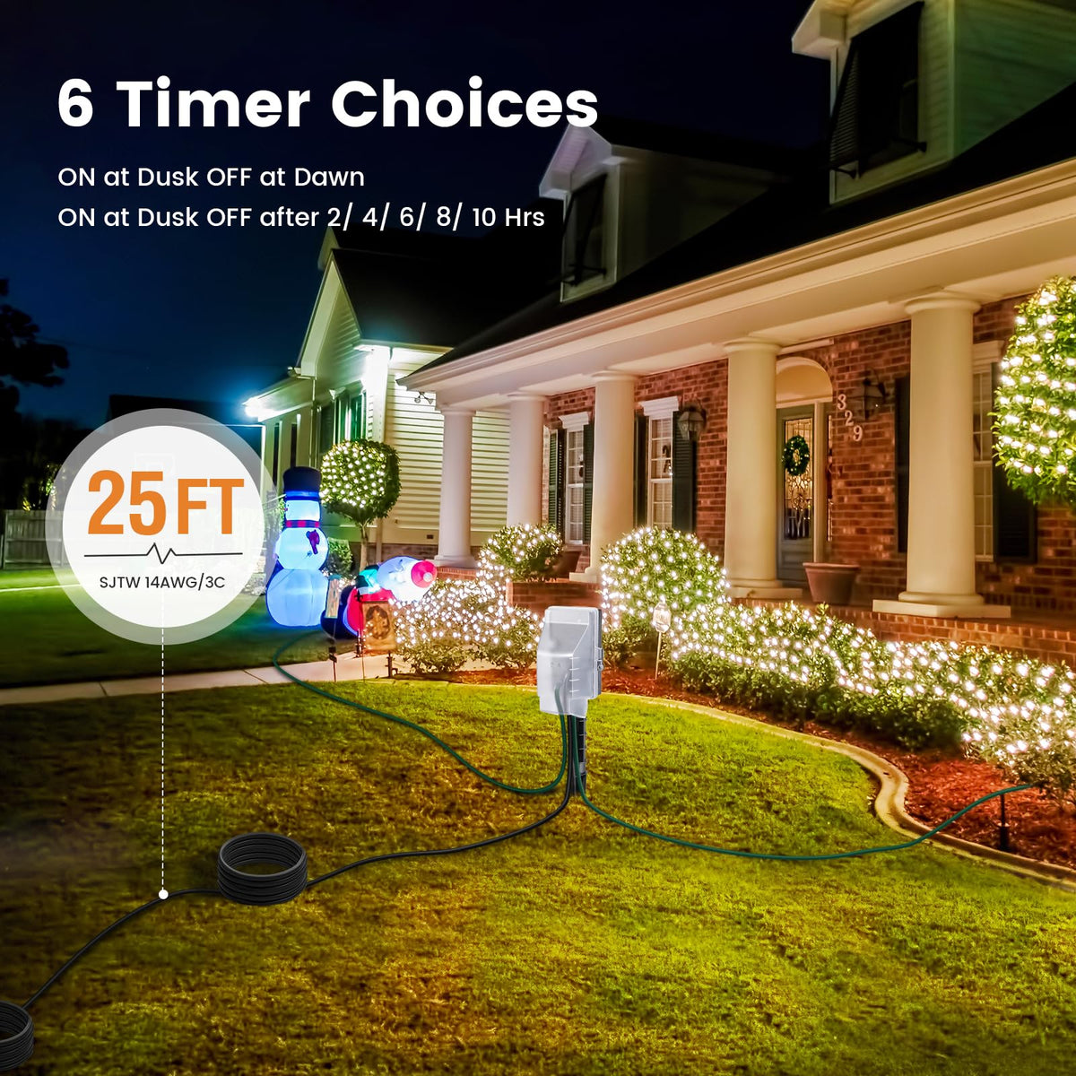 SURAIELEC 25 ft extension cord stake for flexible outdoor setup