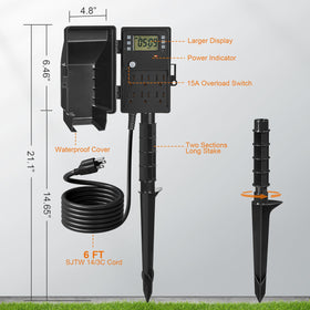 SURAIELEC Outdoor Power Stake 6ft extension enables flexible yard placement
