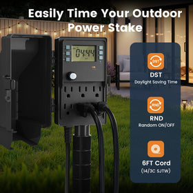 SURAIELEC Outdoor Power Stake side view highlighting rugged weatherproof housing