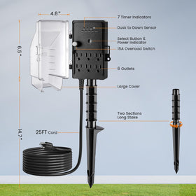 SURAIELEC outdoor power stake ideal for patios, gardens, and holidays