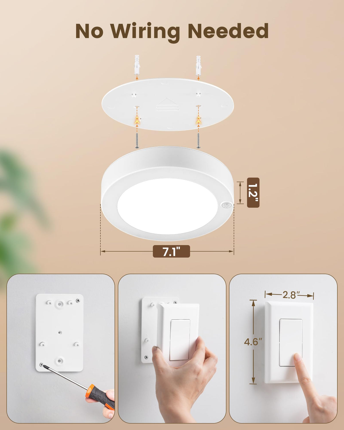 6500K daylight temperature from SURAIELEC ceiling light