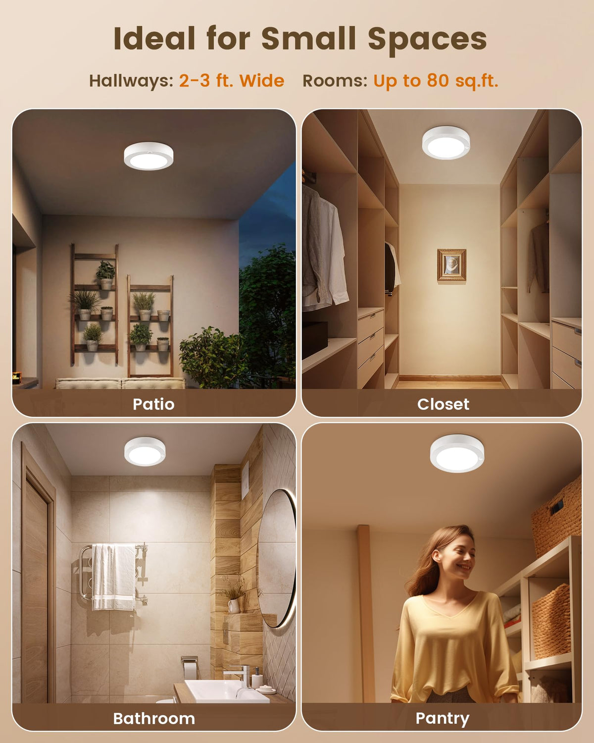 Closet or pantry lighting with SURAIELEC battery ceiling light