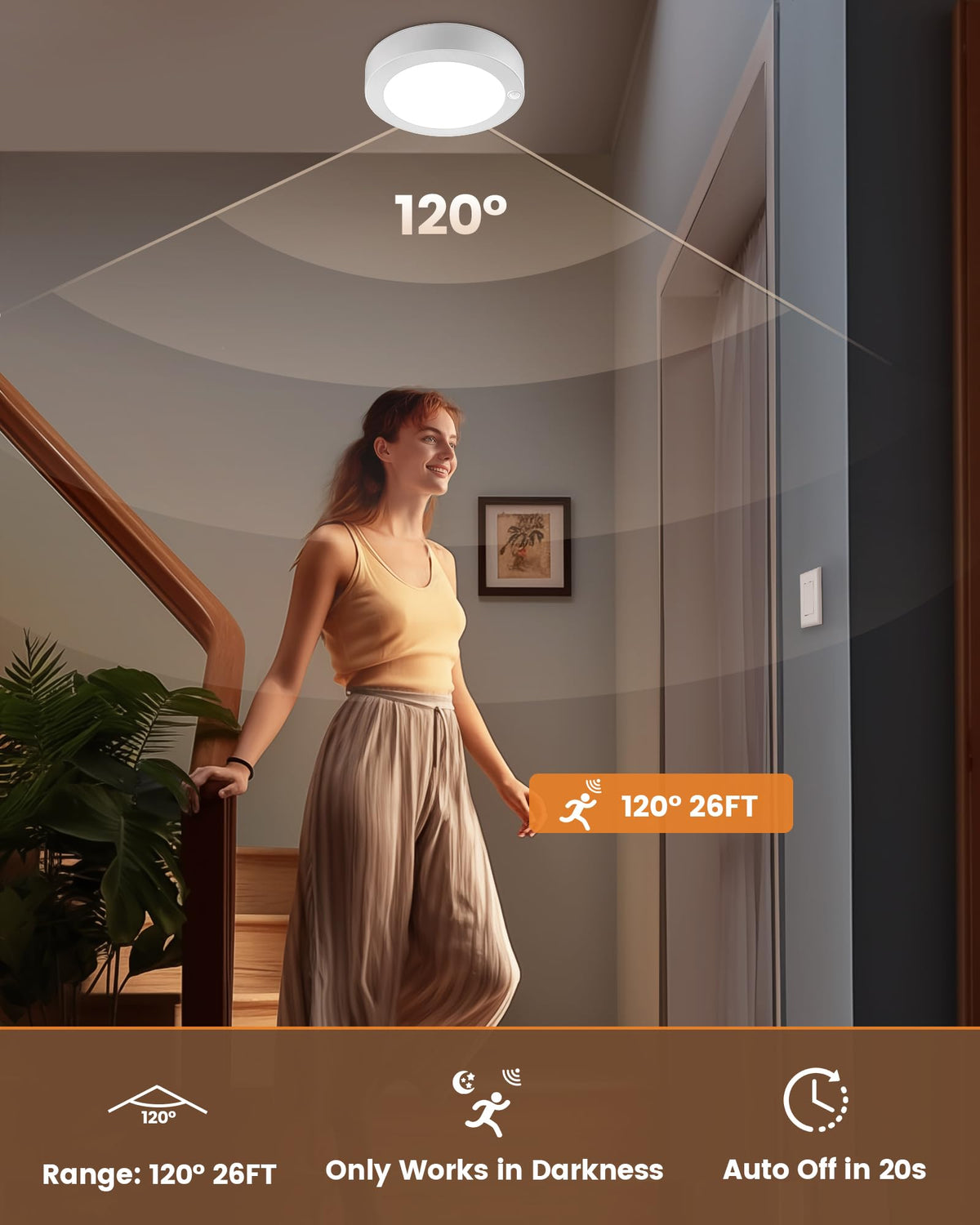 SURAIELEC ceiling light charging via USB-C for quick recharge