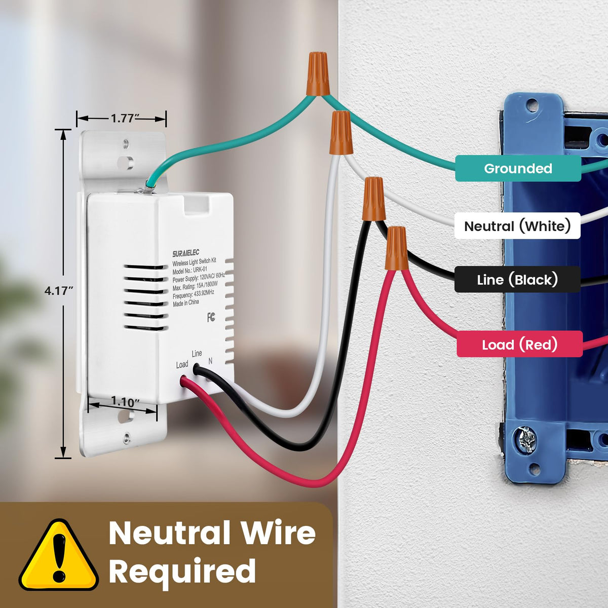 SURAIELEC remote wall switch demonstrates portable control for elderly or mobility challenges.