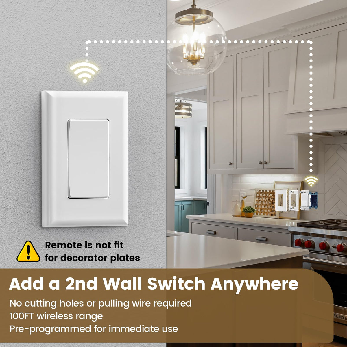 SURAIELEC wall-mounted receiver replacement for seamless 3-way setup with no wall tearing.