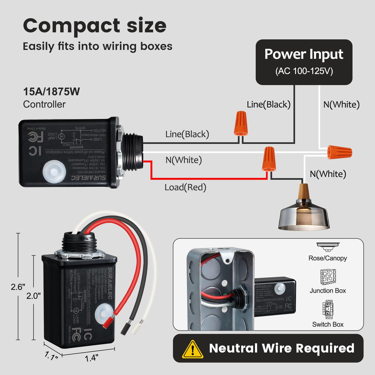 SURAIELEC weatherproof receiver ideal for outdoor lighting setups.