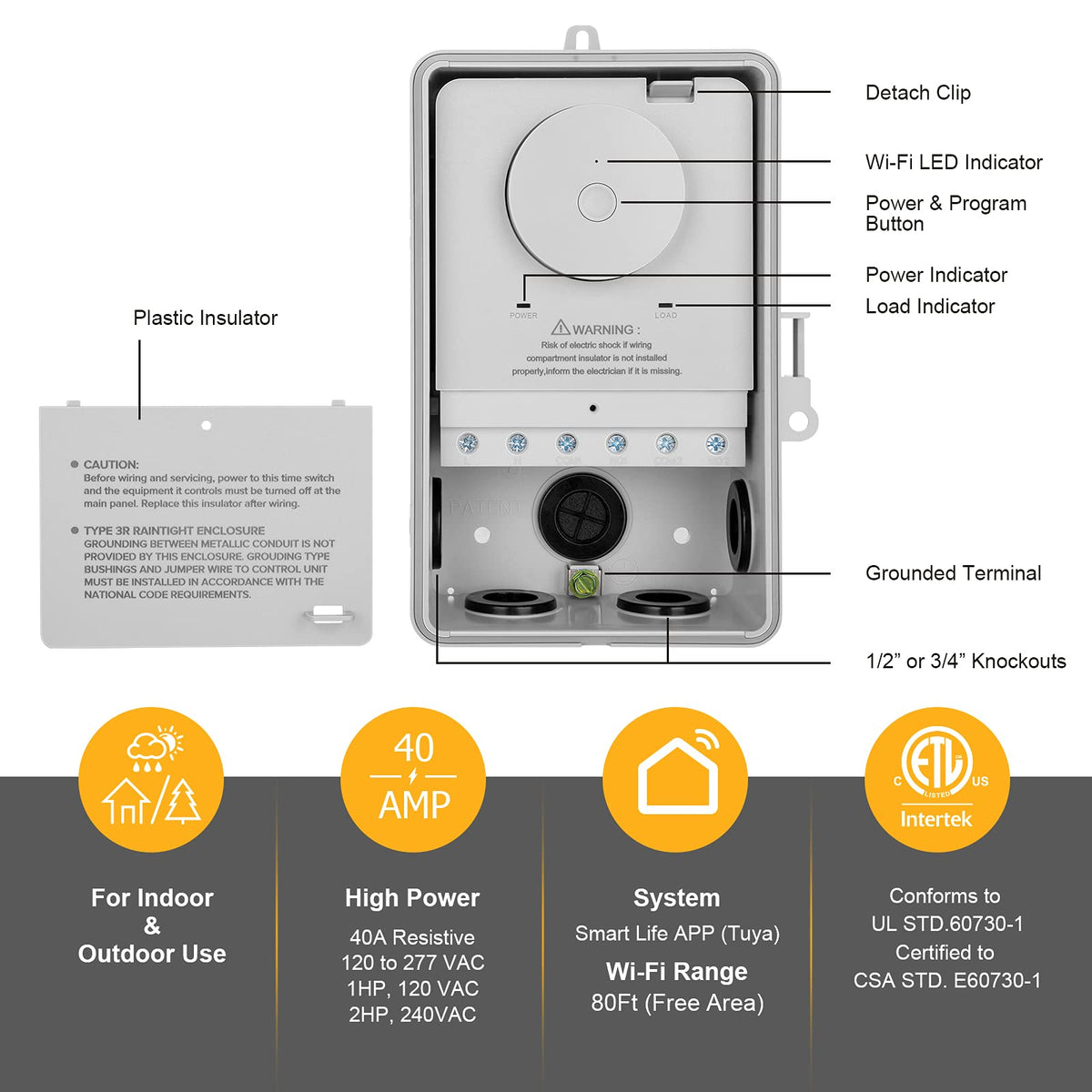 SURAIELEC WiFi pool timer 40A 2HP on 240V pump setup