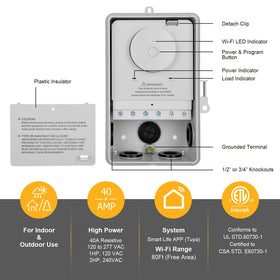 SURAIELEC WiFi pool timer 40A 2HP on 240V pump setup