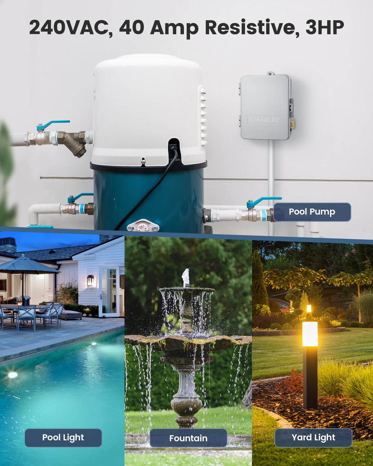 SURAIELEC WiFi Pool Timer compact-size fits in tight electrical enclosures.