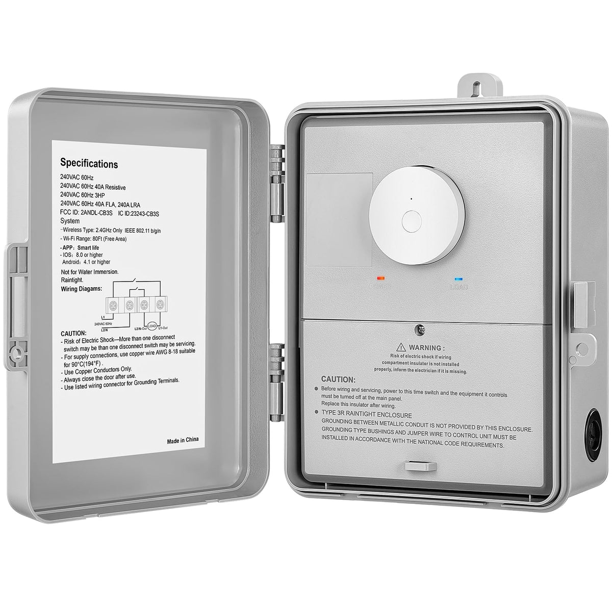 SURAIELEC WiFi Pool Timer front view for easy outdoor control of pumps and lights.