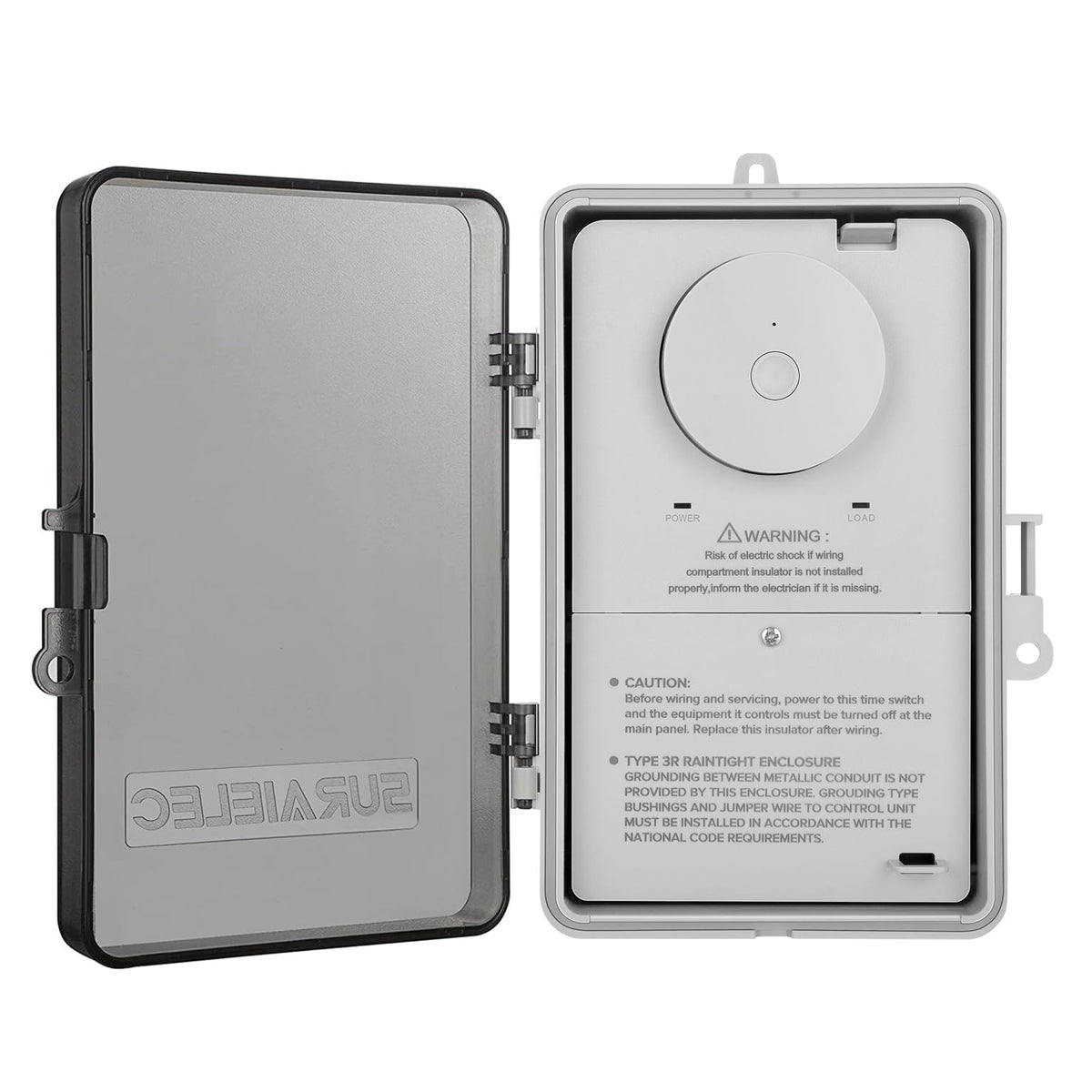 SURAIELEC WiFi pool timer front view for outdoor installation and quick access