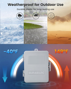 SURAIELEC WiFi Pool Timer outdoor-mount suits rugged poolside environments.