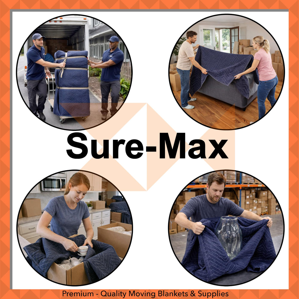 Sure-Max moving pad protecting floors and upholstery during a move.