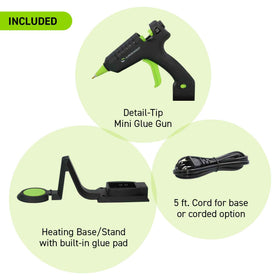 Surebonder heating stand enables quick cordless reheating between uses.
