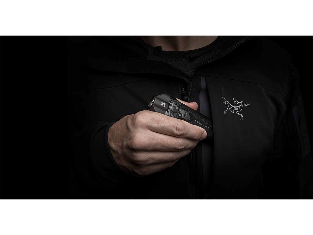 SureFire Stiletto Pocket Light clipped to gear for hands-free use