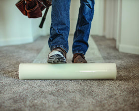 Surface Shields CS24200L clear film on carpet provides protection with visibility