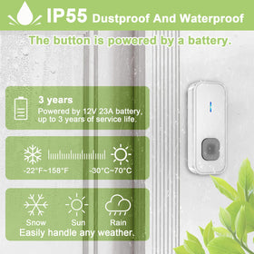 SURFOU doorbell 55 chimes and 5 volume levels for customizable alerts.
