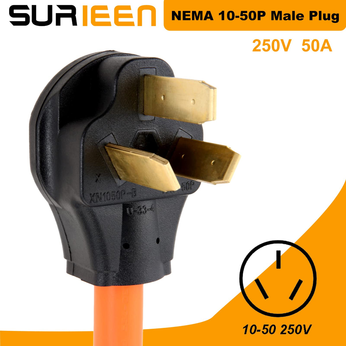 SURIEEN 50A male end view highlighting plug-and-play usability