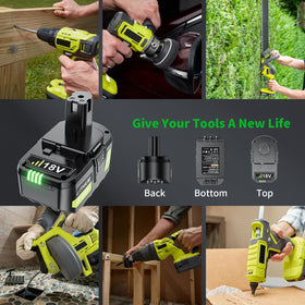Surkibat Ryobi ONE+ compatible battery with LED indicator for easy status checks.