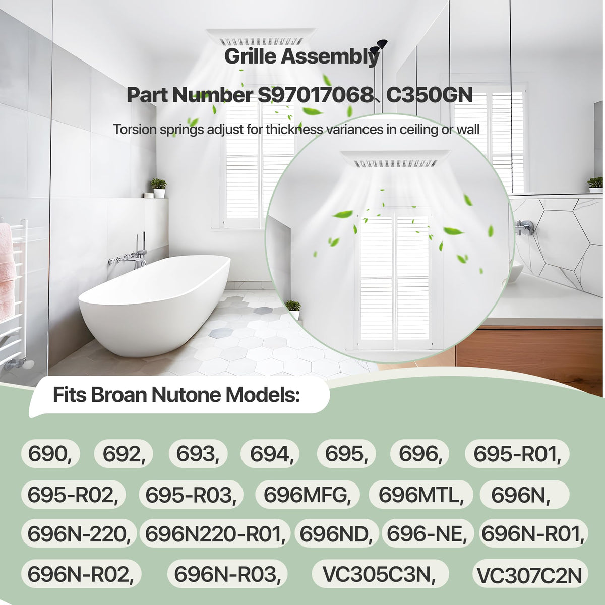 Preview of grille dimensions for 8x7-1/4 housing compatibility.