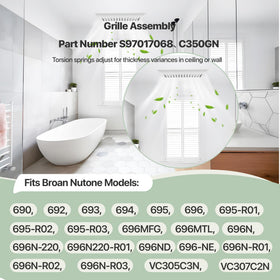 Preview of grille dimensions for 8x7-1/4 housing compatibility.