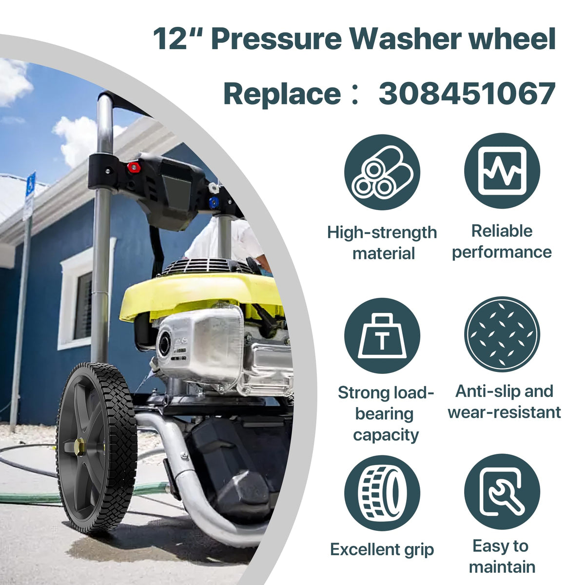 Surplee wheel rendered to illustrate strong construction for long-lasting use.