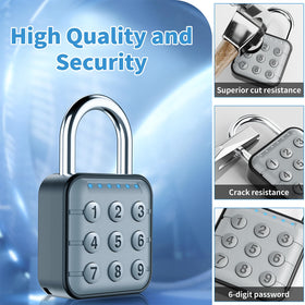 SURPN combination lock showcasing randomized keypad for secure, no-key use
