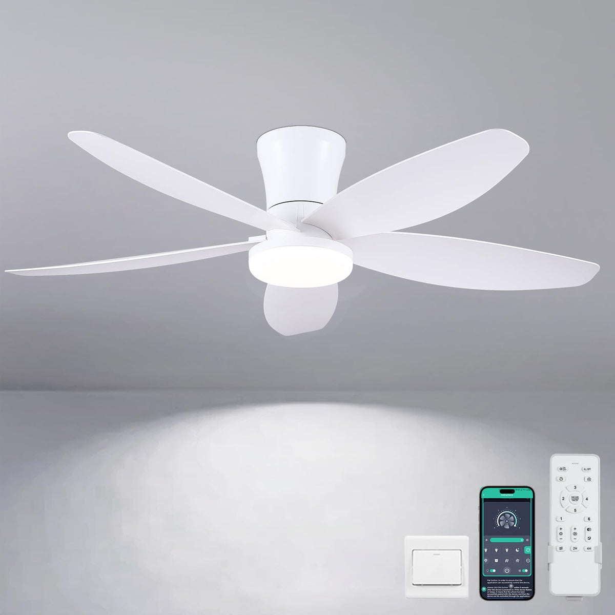 Surtime 42-inch ceiling fan with light assembly for a sleek living space.