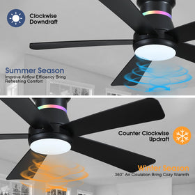 Surtime 46in black ceiling fan app control for smart, convenient operation.