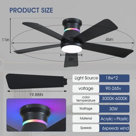 Surtime 46in black ceiling fan remote control for quick adjustments from anywhere.