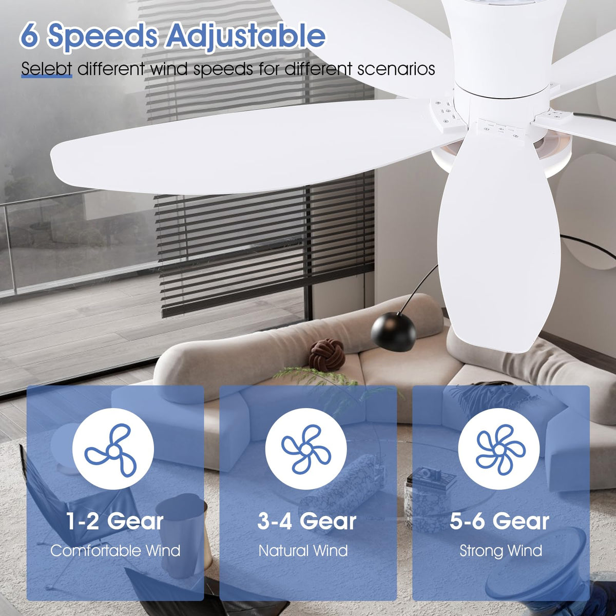 Surtime DC reversible motor delivers quiet operation for year-round comfort.