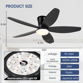 Surtime flush mount design for clean ceilings indoors or on patios.