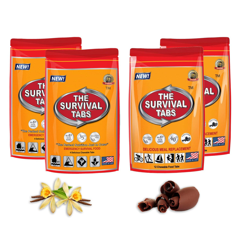 The Survival Tabs vanilla-flavored emergency tablet pouch for quick, reliable nutrition during disasters.