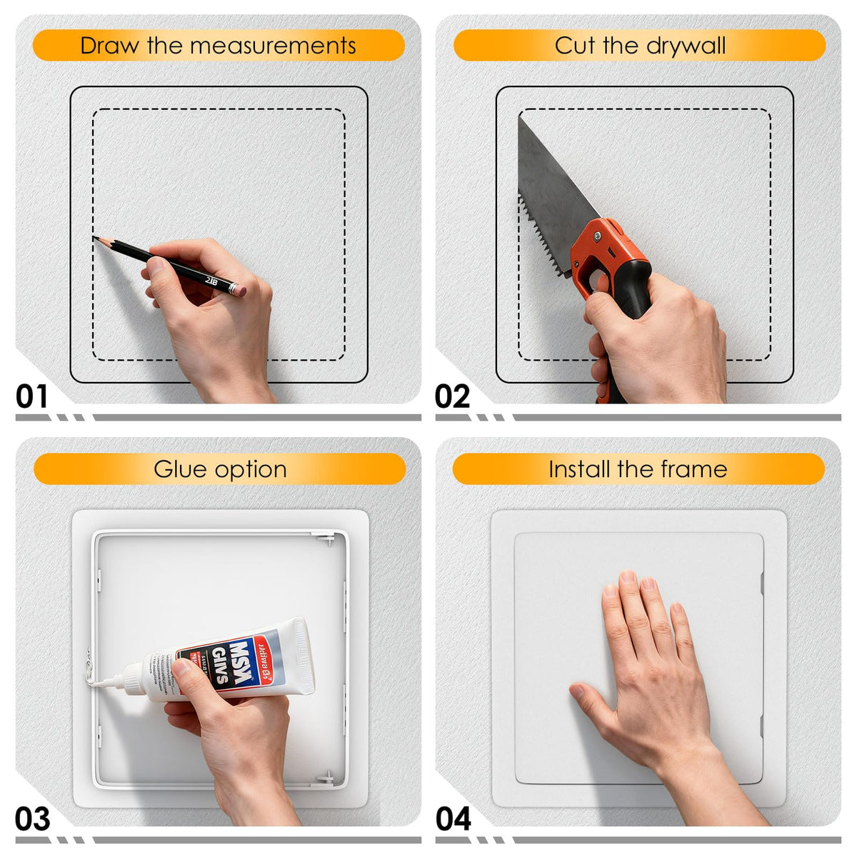 Suteck access panel with removable hinged door shown during maintenance