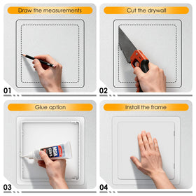 Suteck access panel with removable hinged door shown during maintenance