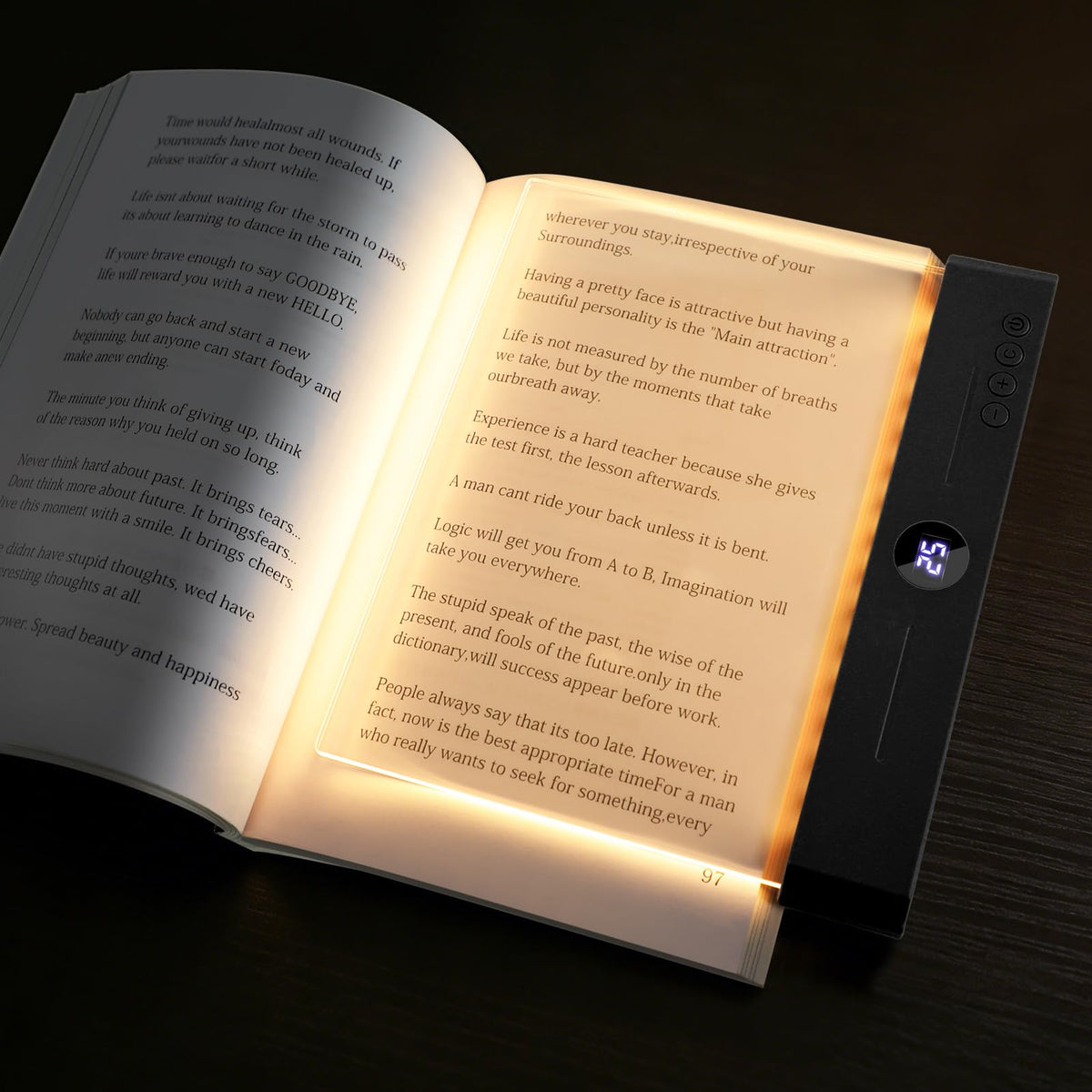 Suteng Flat Book Light bedside panel glow for easy nighttime reading.