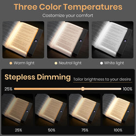Suteng Flat Book Light rechargeable battery for cordless reading anywhere.
