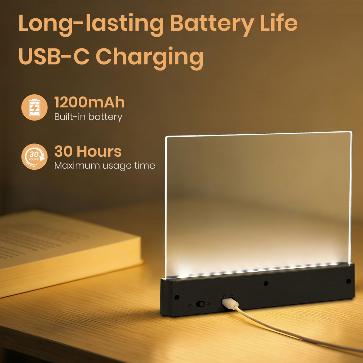 Suteng Flat Book Light timer function for customized lighting duration.