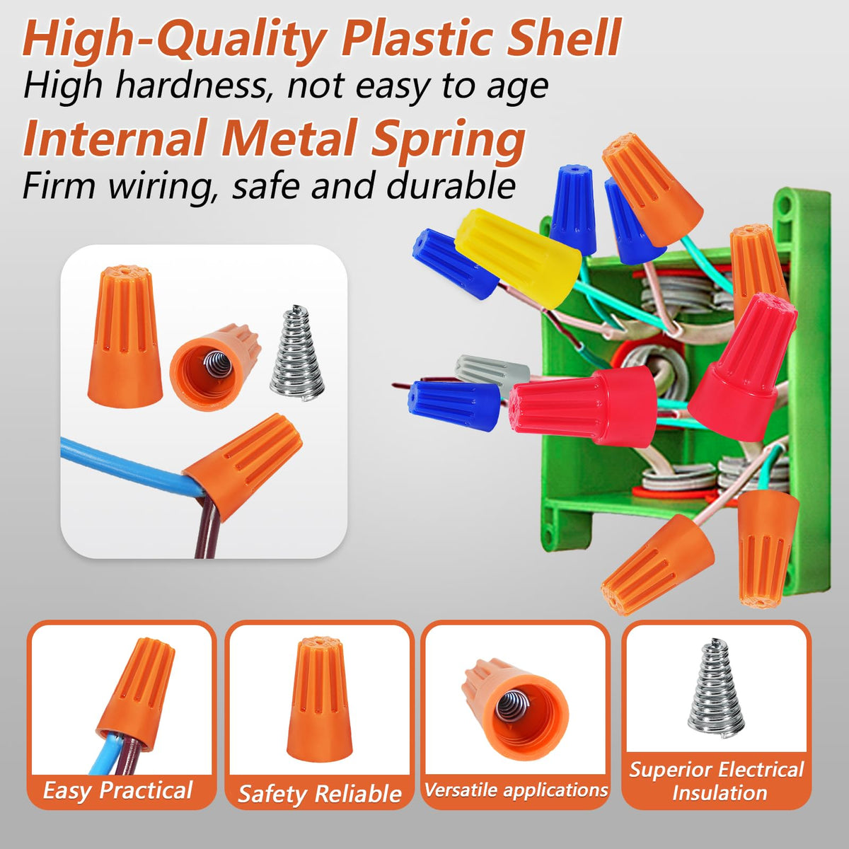 SUTETLW orange P3 wire nut with strong grip for multi-conductor connections