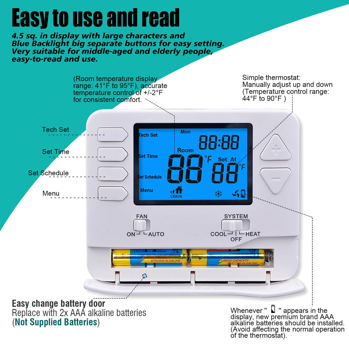 Suuwer blue backlight display for easy viewing in dim light