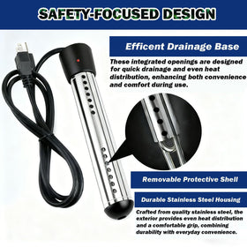 Suwdjpwo portable 2000W heater warms tub or bucket water quickly