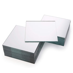 Suwimut 50-pack square mirror tiles 4x4 inches for mosaic décor and light reflection.