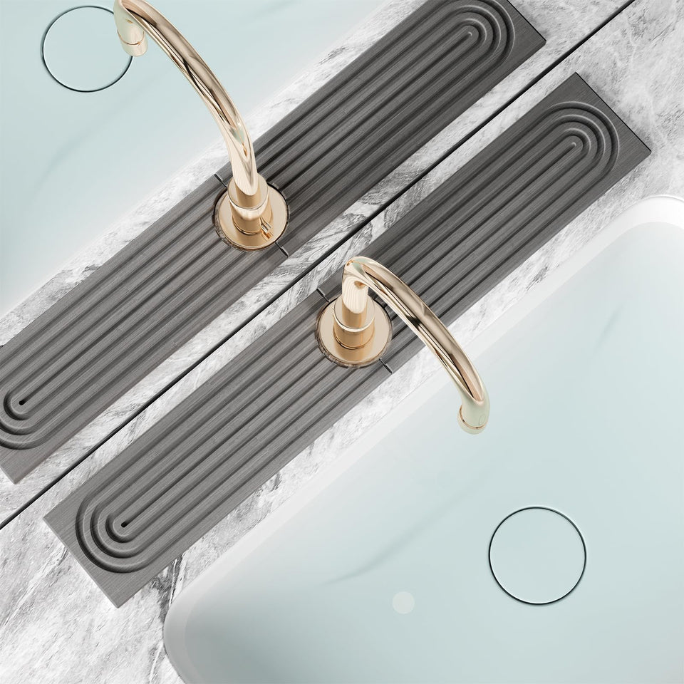 SUXLINA faucet mat close-up highlighting absorption and fast drying for countertops