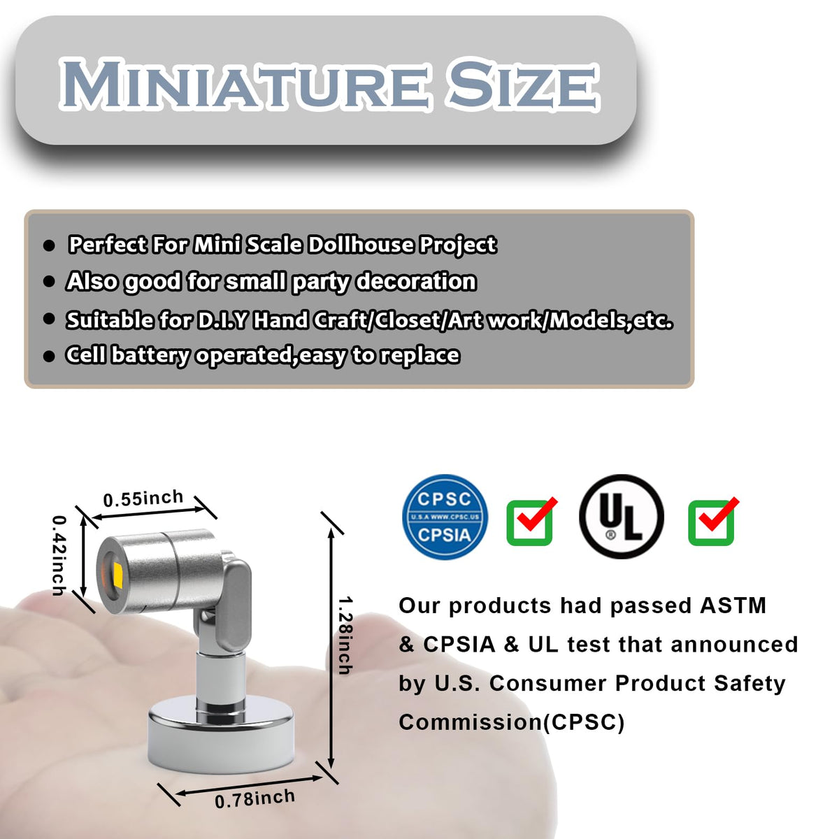 Suzeyar tiny spot light with magnet base for easy wireless display